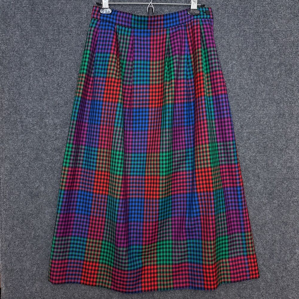 Vintage Braemar Skirt 12 100% Wool Multi Colored Shepherd CheckPlaid Made In USA